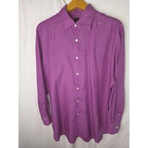 Carta Branca Dress Shirt Long Sleeve Button Down Purple Mens Size